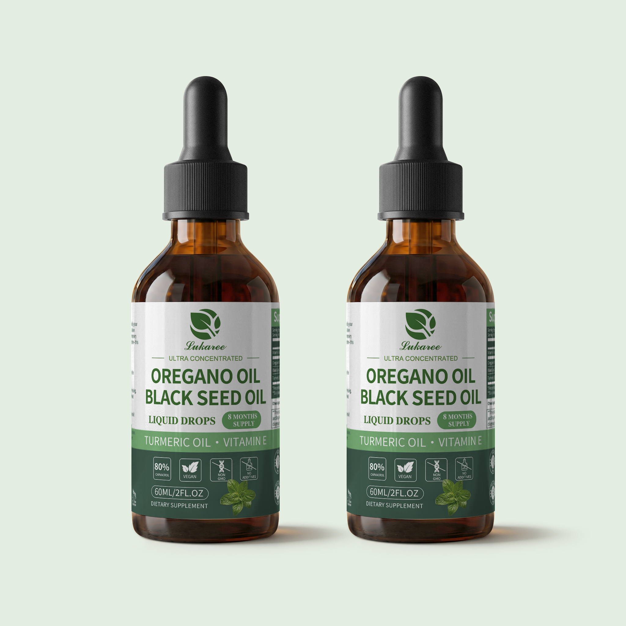 Organic Oregano Oil Drops With Black Seed Oil • 2 fl oz (60ml)