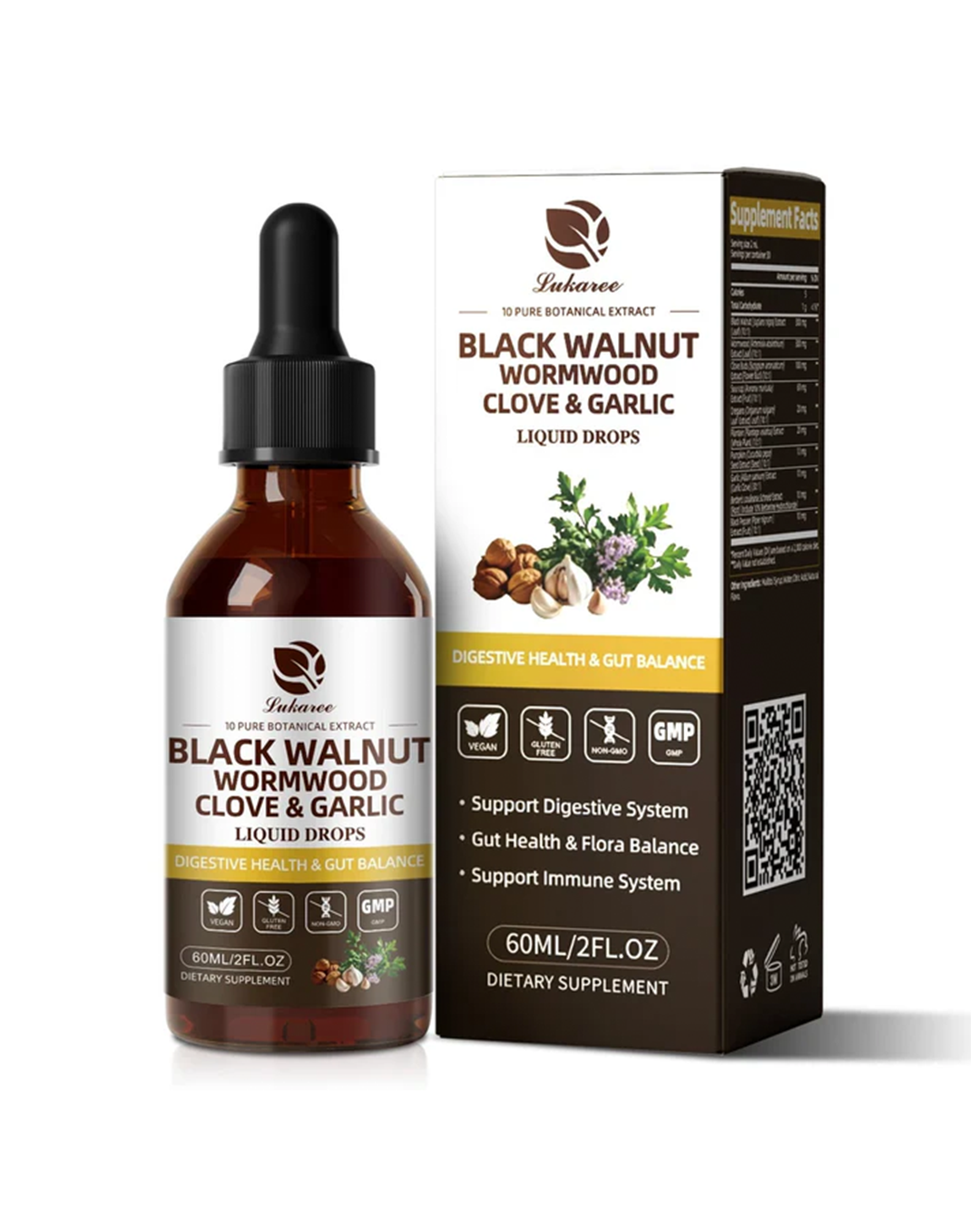 Lukaree Black Walnut Wormwood Drops – Advanced Herbal Detox & 98% High Bioavailability