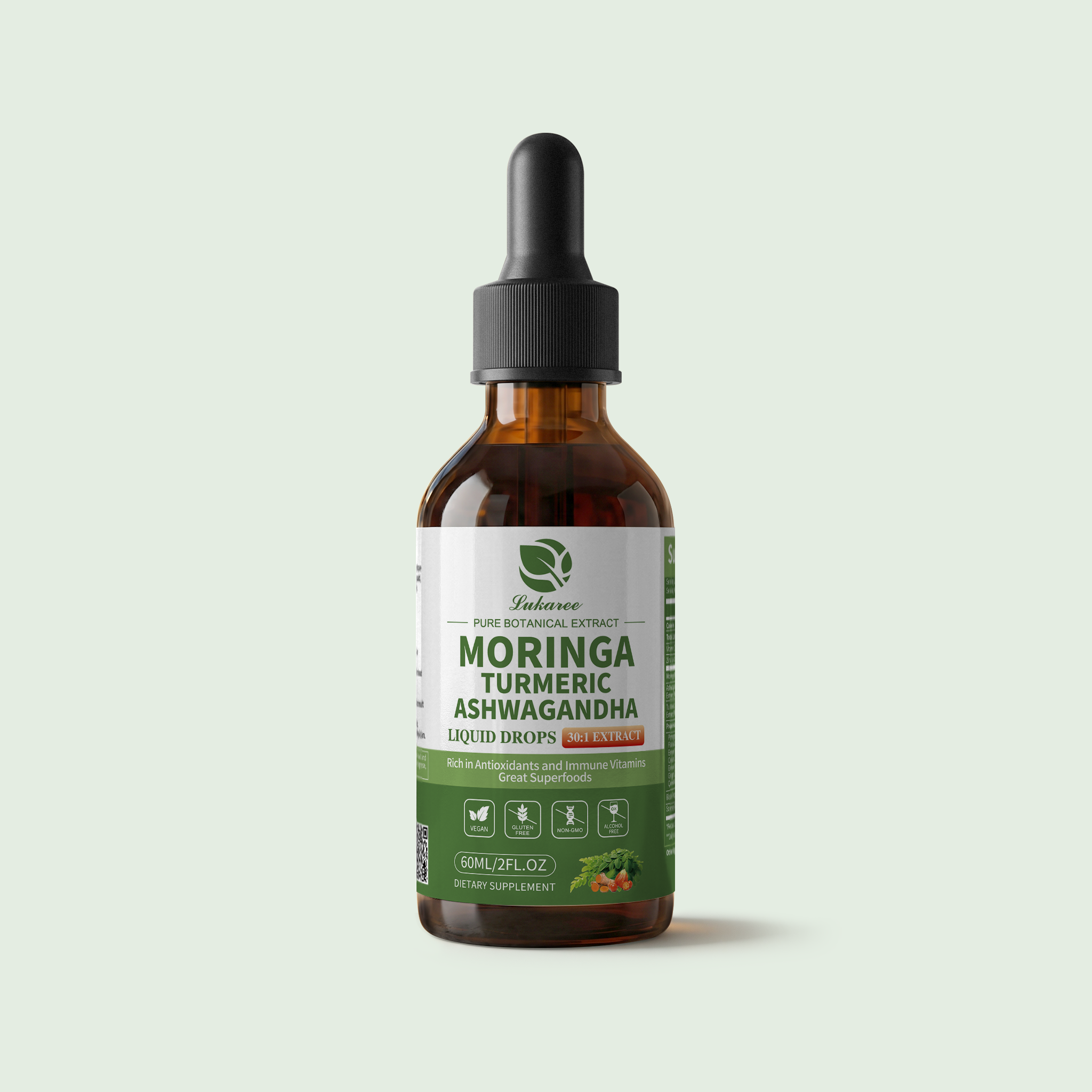 Liposomal Moringa Leaf Drops with Ashwagandha • 2 fl oz (60ml)