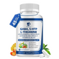 GABA Supplements 750mg with L-Theanine, 10 in 1 GABA Calm Capsules for Sleep, Relaxation, Focus, Mood Support, Cortisol Balance - 90CT
