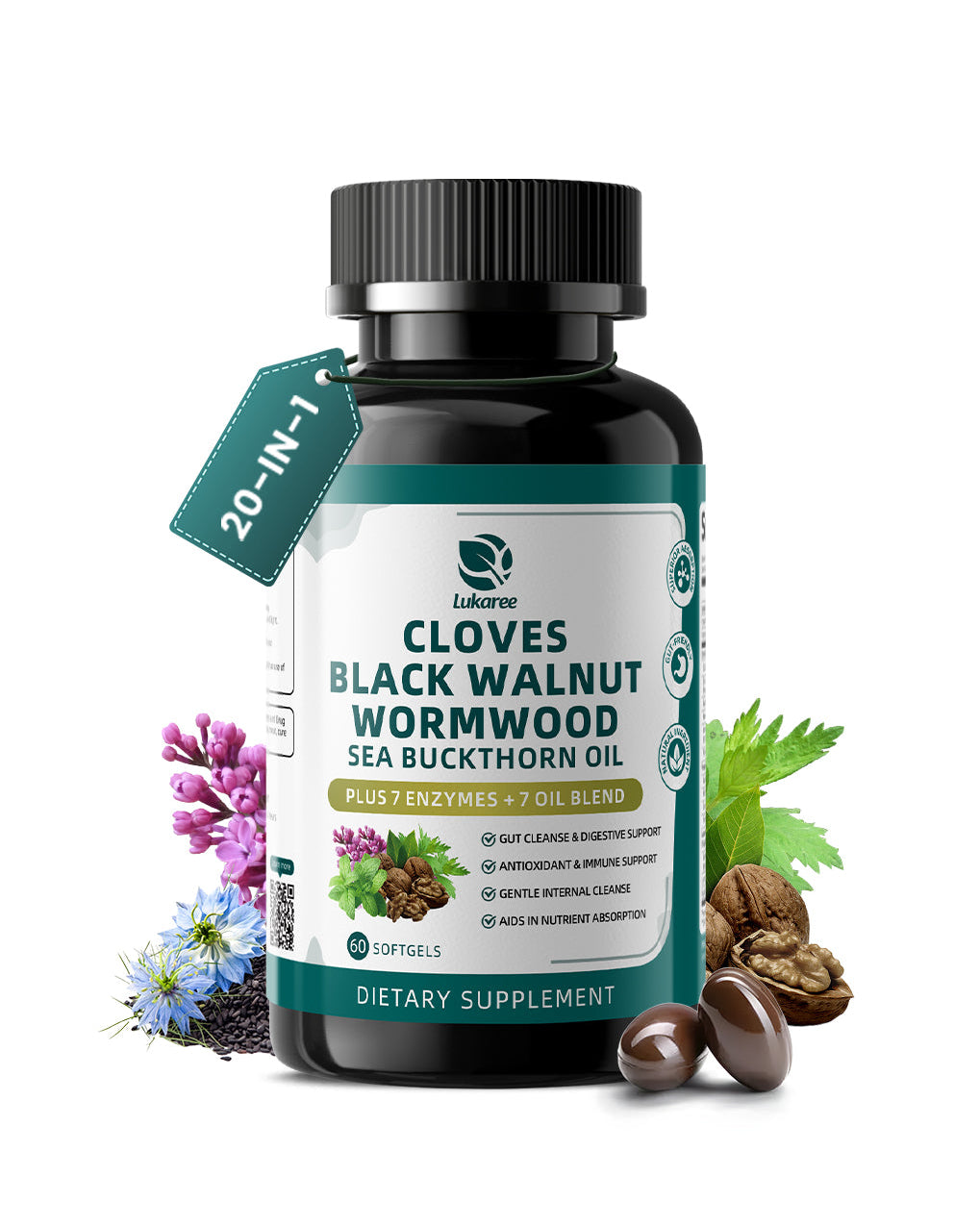 20-in-1 Clove Wormwood Black Walnut Softgels • 120 Count