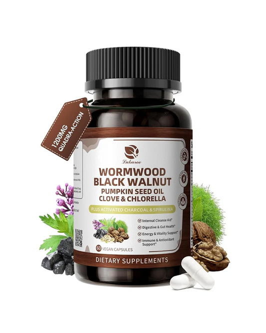 Wormwood Black Walnut Cleanse 1200mg – 16-in-1 Ultra Gut Cleanse & Detox Formula with Pumpkin Seed Oil, Clove & Activated Charcoal