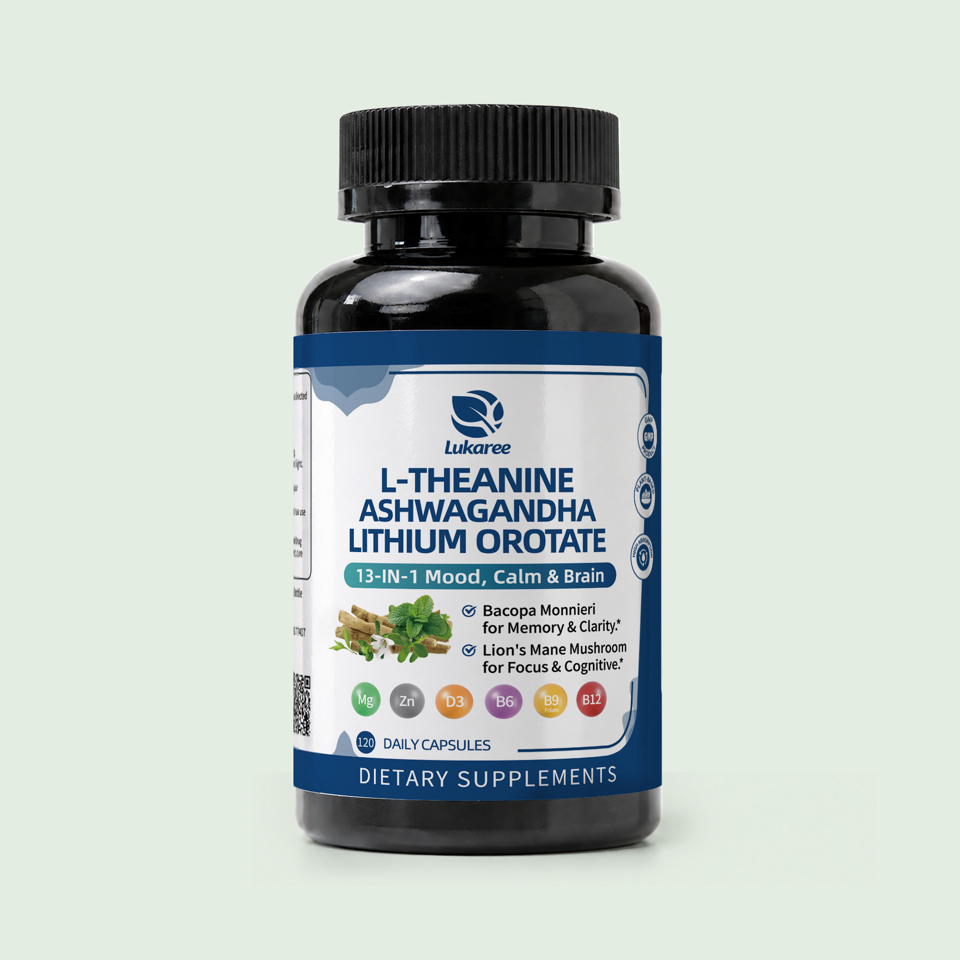 Lukaree 13-in-1 Lithium Orotate with Ashwagandha & L-Theanine – Mood, Calm, Sleep & Cognitive Support