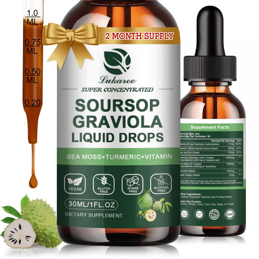 Soursop Extract Liquid Drop, High Absorption Soursop Bitters Liquid for Cell Support & Regeneration, Immune Boost, Liver and Sleep, Herbal Goodness, Sugar Free, 30 ml/1 oz