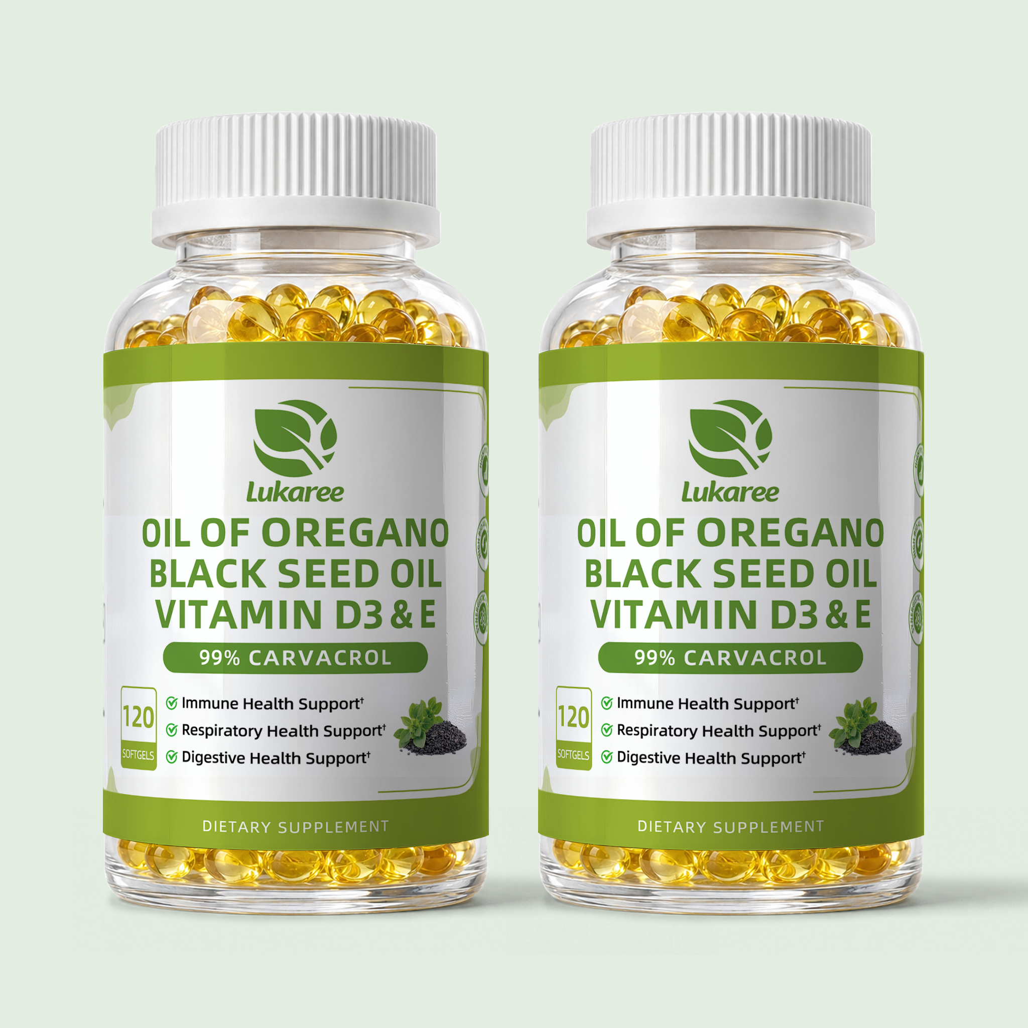 6-in-1 Oregano & Black Seed Oil • 120 Softgels (2-Pack)