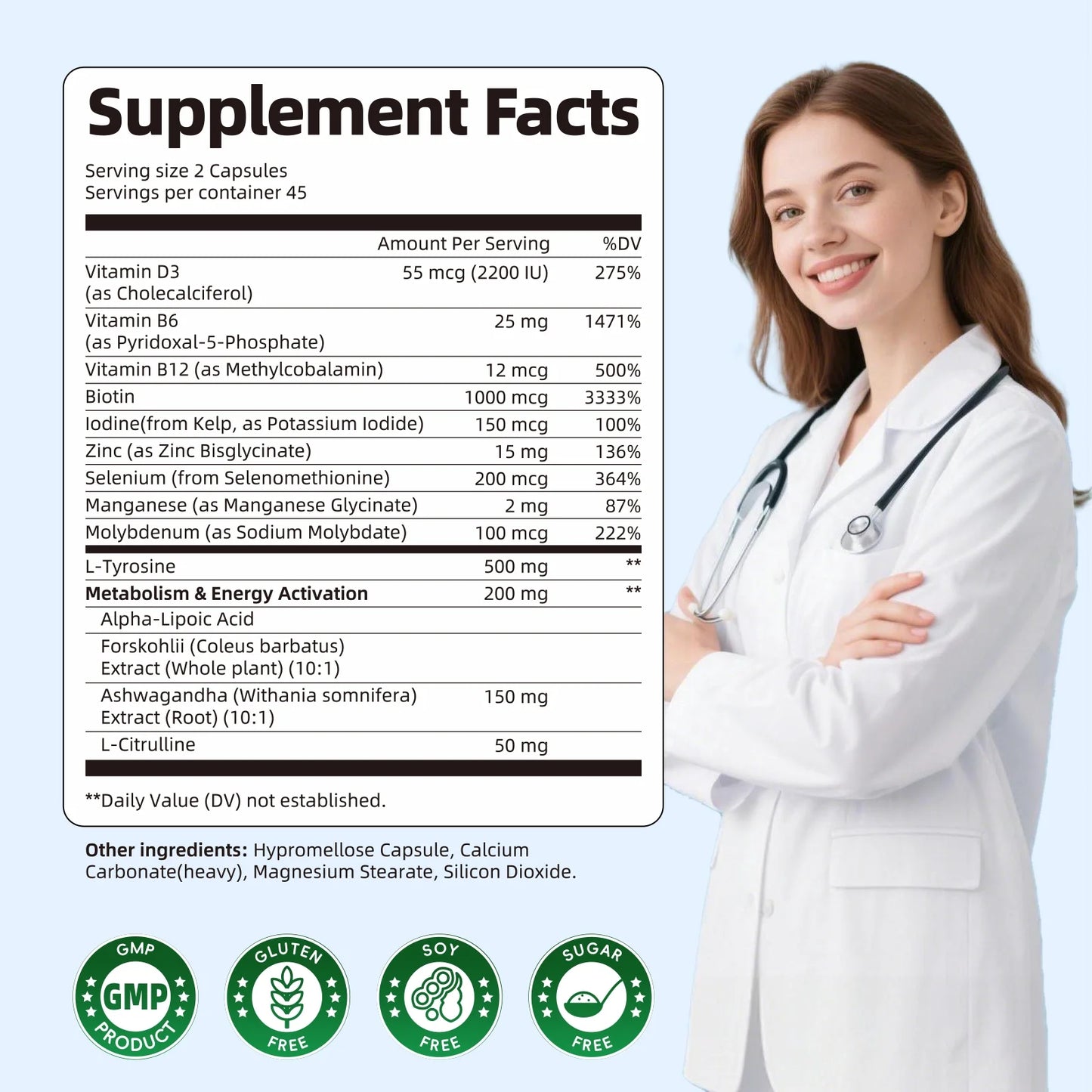 Lukaree Thyroid Support Supplement with Ashwagandha & Iodine - Advanced Thyroid & Metabolism Support