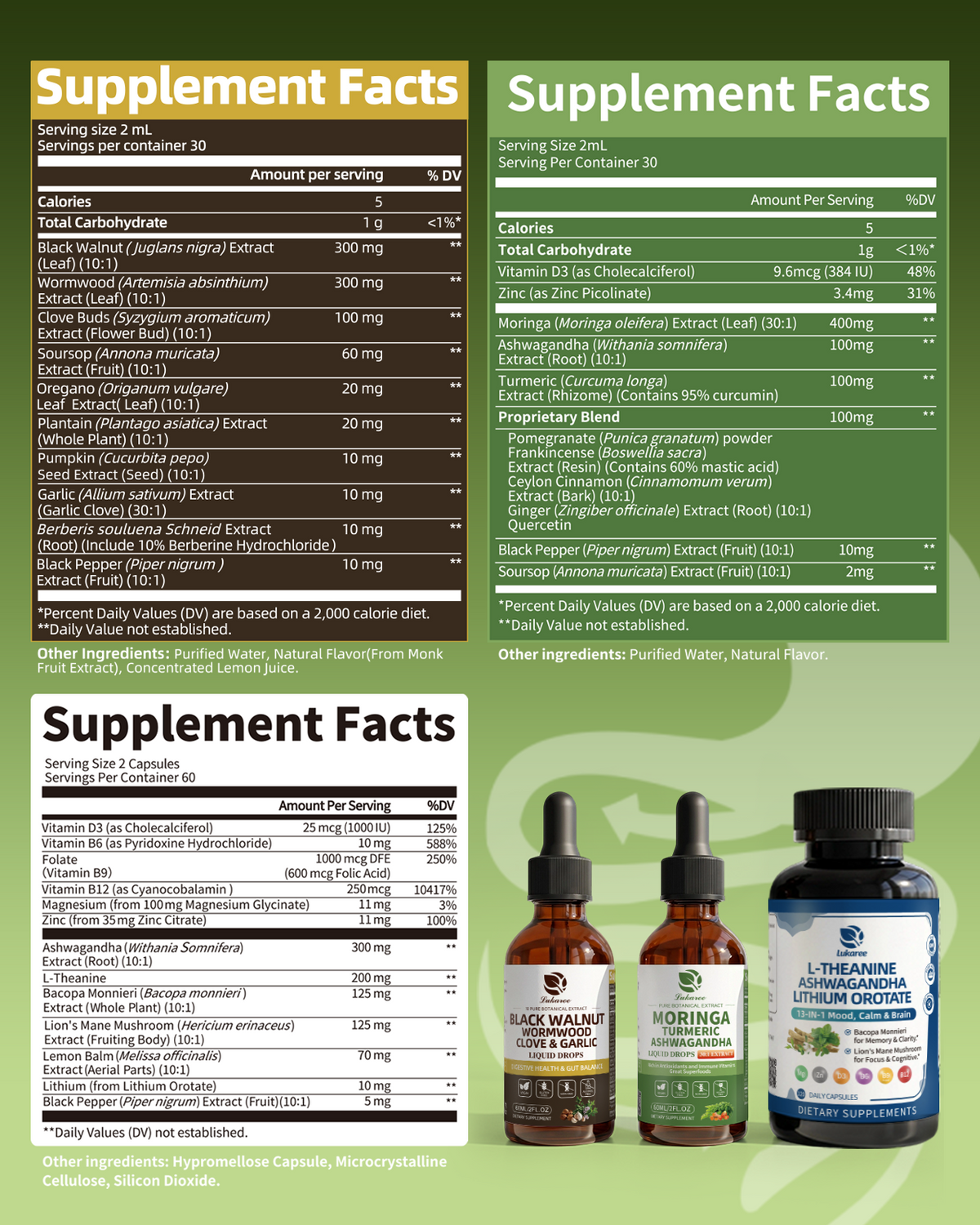 Lukaree 3-Step Gut Reset & Balance System — Digestive Cleanse, Cellular Energy & Deep Calm