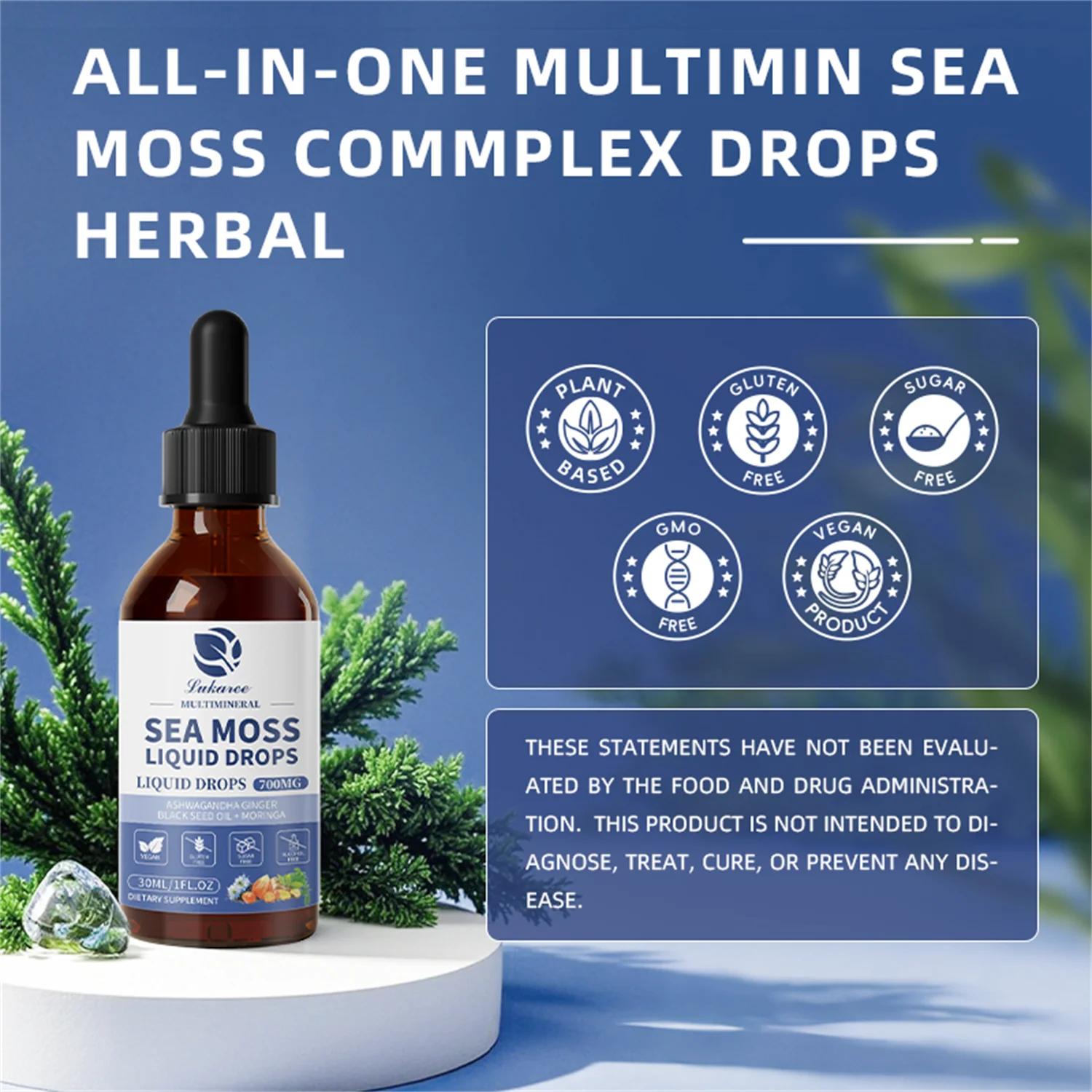 7-in-1 Sea Moss Drops • 2 fl oz (2-Pack)