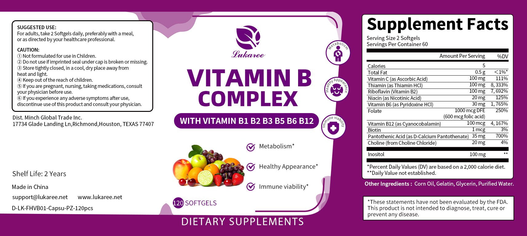 Vitamin B Complex Capsules - Lukaree