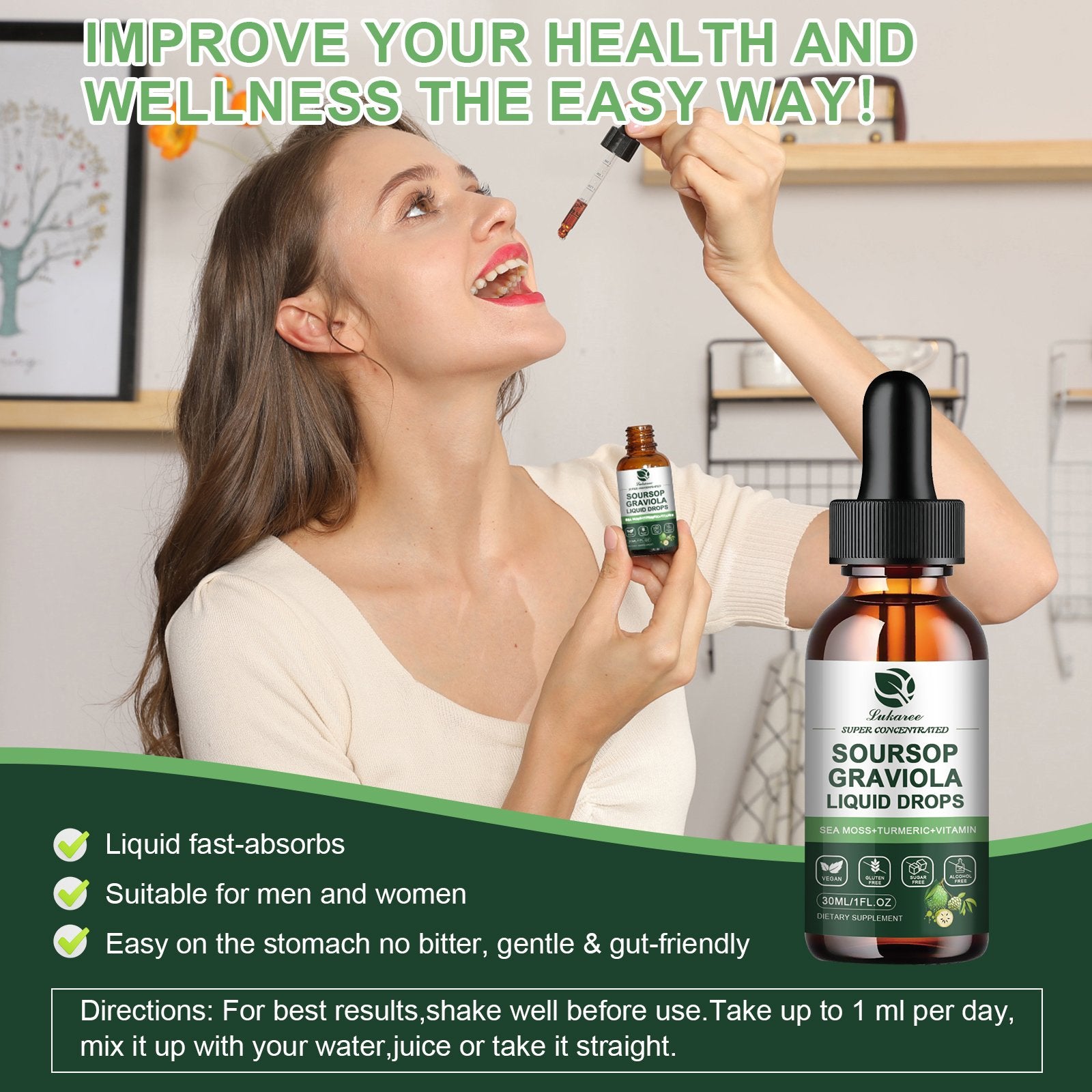 Soursop Graviola Extract Liquid Drop  for Cell Support & Regeneration, Immunity, Liver, Zzz & Antioxidant 
