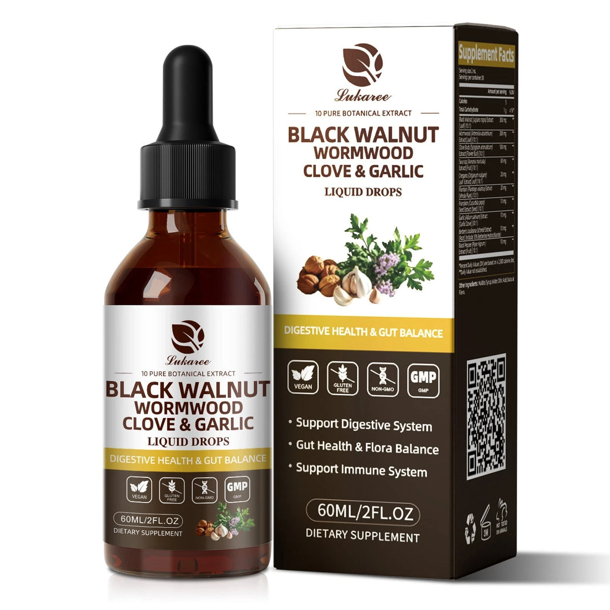 2-Pack Black Walnut Wormwood Tincture for Rapid Gut Cleanse & Digestive Health (98% Absorption)